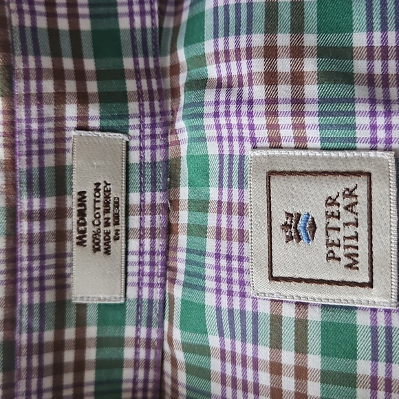Peter Millar Green Plaid Men's Shirt - Picture 2 of 4